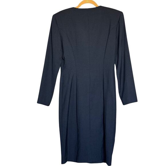 Vintage Ann Tobias  Dress Womens Size 8 Blue Long Sleeve Button Down Midi U.S.A. - Picture 2 of 9